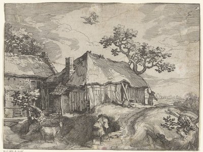 Landskap med gård og ran av Ganymedes Countryside Faces (serietittel) av Boëtius Adamsz. Bolswert