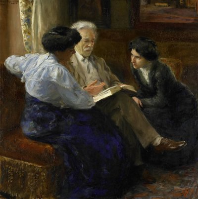 Alphons Marie Antoine Joseph Grandmont (1837-1909), kunstnerens andre ektemann, veileder to italienske jenter av Bramine Hubrecht