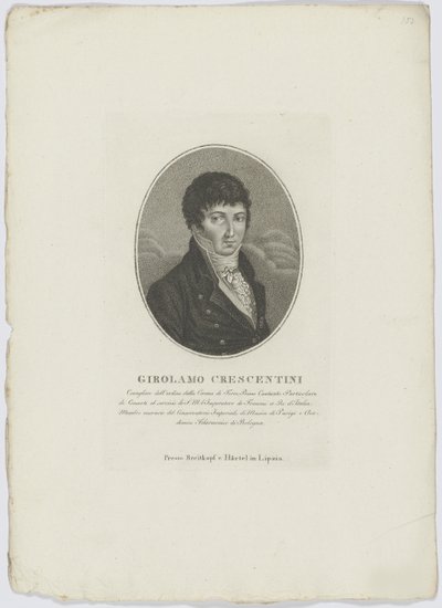 Portrett av Girolamo Crescentini 1762-1846, etter 1800. av Breitkopf and Härtel