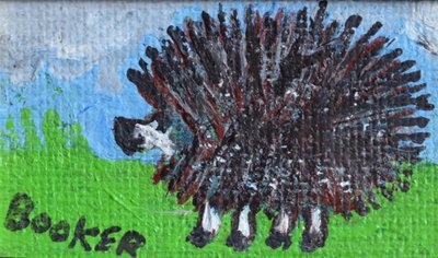 Hedgehog (akryl på hardboard) av Brenda Brin Booker