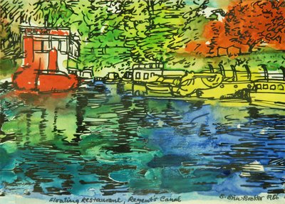 The Floating Restaurant (akvarell på papir) av Brenda Brin Booker