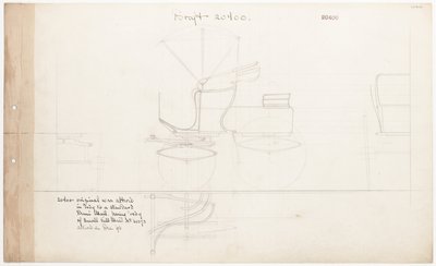Arbeidstegning for Demi-Mail Phaeton, nr. 20400 av Brewster and Co.