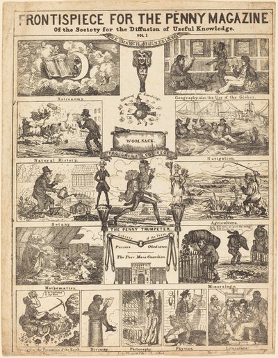 Frontispice for Penny Magazine of the Society for the Diffusion of Knowledge: Vo av British 19th Century