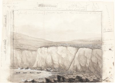 Skisse av båter nær en klippe av British 19th Century