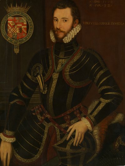 Portrett av Walter Devereux 1539-1576, første jarl av Essex, datert 1572. av British Painter.
