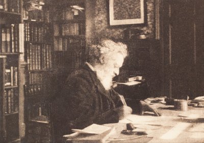 William Morris i biblioteket hans på Kelmscott House, Hammersmith av British Photographer
