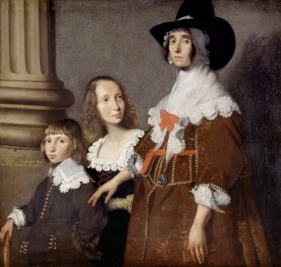 Hester Tradescant og hennes stebarn, John og Frances, ca. 1644 av British School