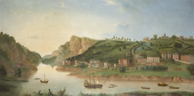 Hotwells, med utsikt over Avon Gorge, ca. 1730 (olje på lerret) av British School