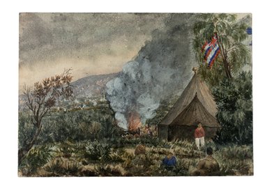 Mauna Kea vulkanen, Hawaii, mars 1859 (akvarell på papir) av British School