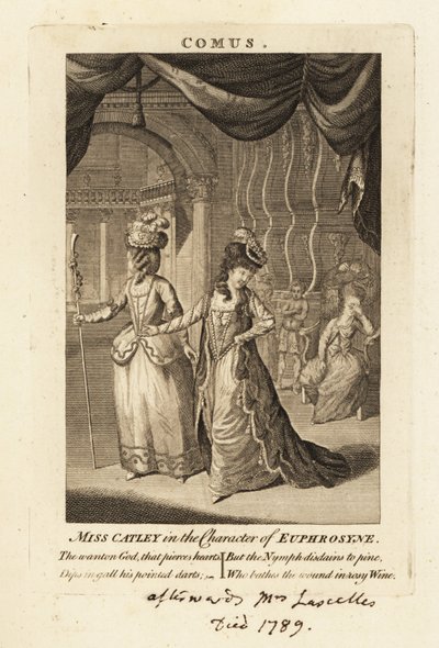 Frøken Ann Catley i rollen som Euphrosyne i John Miltons Comus av British School