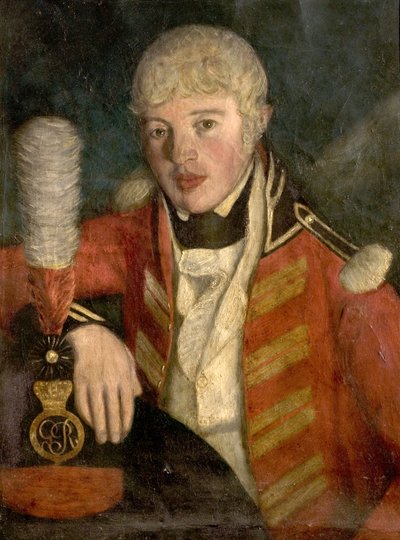 Portrett av en offiser, ca. 1806 (olje på lerret) av British School