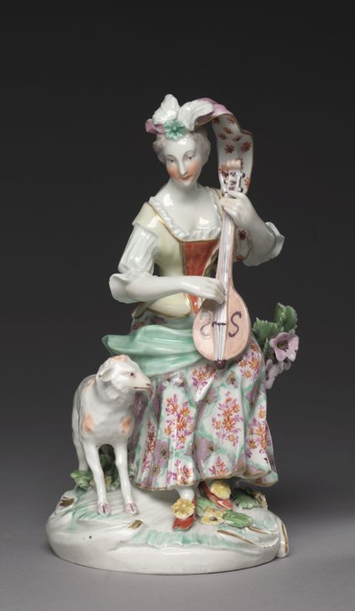 Sittende musiker, Derby Porcelain Factory, ca. 1765 (myk-pasta porselen) av British School