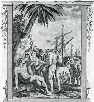 Det første intervjuet av Christopher Columbus med de innfødte i Amerika av British School