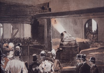 Besøkende ser på Bessemer Steel Process på John Brown og Co-støperiet av British School