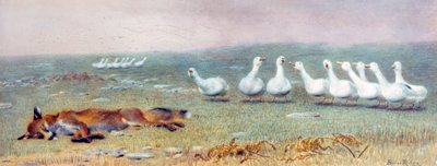 Et spill med rev og gjess, 1868 av Briton Riviere
