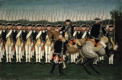 Friedrich II (1712-86) med Hessens garderegiment av Brock
