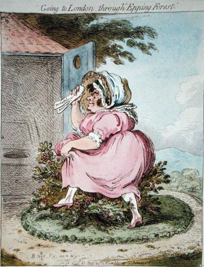 Going to London through Epping Forest, etset av James Gillray (1757-1815) utgitt av Hannah Humphrey i 1802 (håndfarget etsning) av Brownlow (after) North