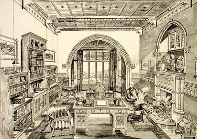Innvendig utsikt over et bibliotek av Bruce James Talbert
