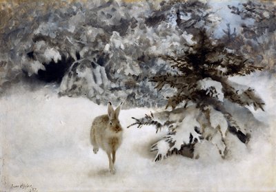 En hare i snøen av Bruno Andreas Liljefors
