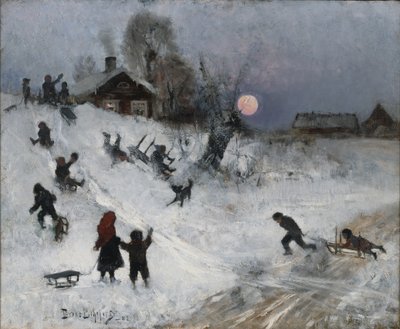 Sledekjøring, 1882 av Bruno Andreas Liljefors