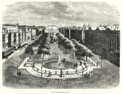 Mohammed Ali-plassen, Alexandria, Egypt (litho) av Bruno Heinrich Strassberger
