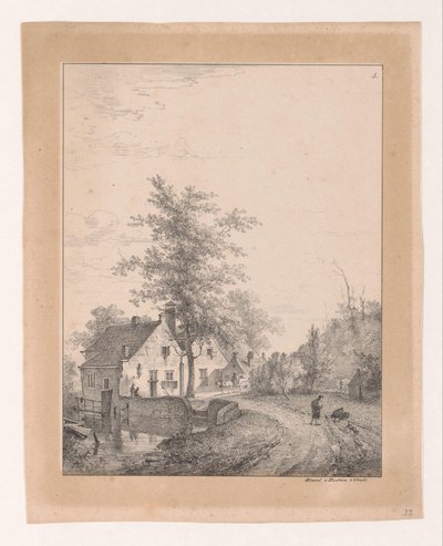 Landevei med hus Landskap (serietittel) av Bruno van Straaten (I)