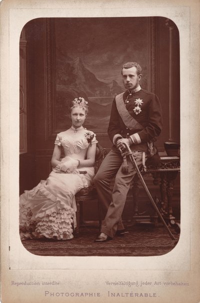 Kronprins Rudolf med prinsesse Stephanie av Belgia i anledning deres forlovelse..., 1880. av Brussels . Photo studio Geruzet Frères