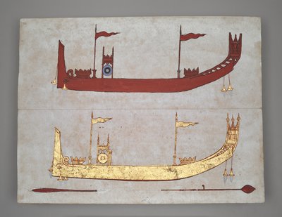 Eller 14005 Royal Barges and Boats (blekk, farge og gull på papir) av Burmese School