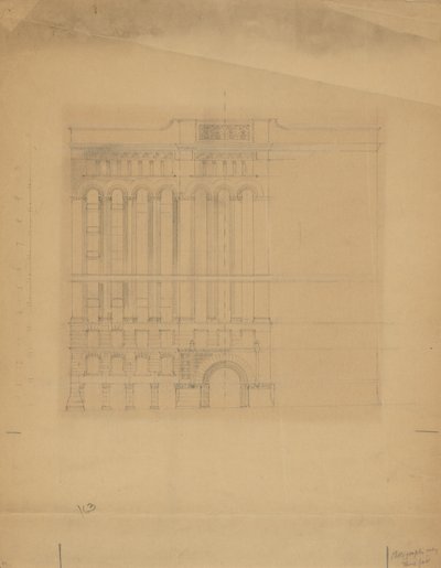 Mills Building, San Francisco, California, Design Sketch av Burnham and Root
