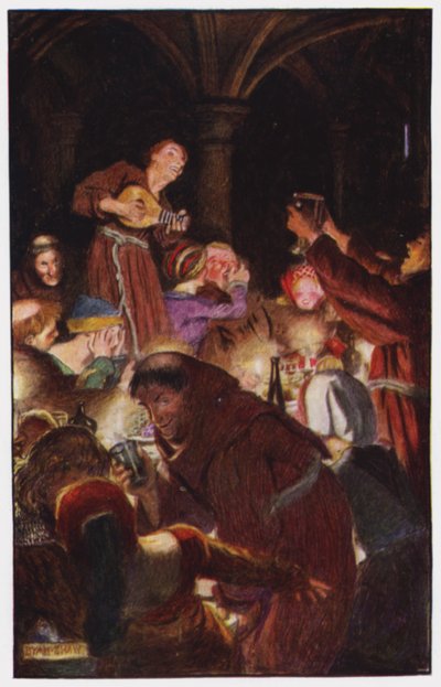 Illustrasjon for The Cloister and The Hearth av Charles Reade (farge litho) av Byam (after) Shaw