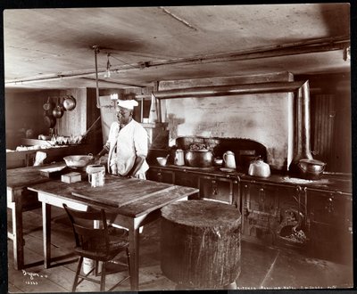 Kjøkkenet på Janer's Pavilion Hotel, Red Bank, New Jersey, 1903 (sølv gelatintrykk) av Byron Company
