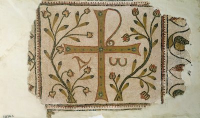 Cross of Sbeitla, fra basilikaen til Henchir Ali Ben Rzal, Tunisia, 5.-6. århundre (mosaikk) av Byzantine