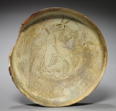 Dyp tallerken med hauk, kanin og løvverk, 1100-tallet av Byzantine