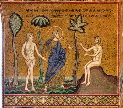 Gud introduserer Eva for Adam, bysantinsk mosaikk, XII-XIII sek., på motfasaden (mosaikk) av Byzantine