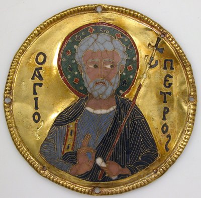 Medaljong med Saint Peter fra en ikonramme, ca. 1100 (gull, sølv og emalje cloisonné) av Byzantine
