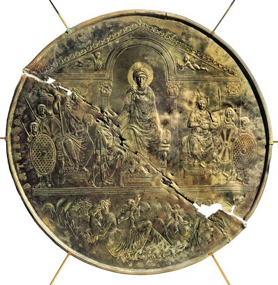 Missorium (stort sølvfat) av Theodosius I (346-395), 4. århundre e.Kr. (sølv) av Byzantine