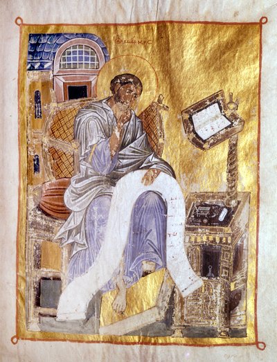 Saint Mark representert i et bysantinsk manuskript fra 1200-tallet, London, Victoria og Albert. av Byzantine