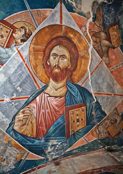 Salvator Mundi (Verdens Frelser) - Peinture de Damiane (aktivt 1300-tall) - 1300-tallet - Fresco - Saint George