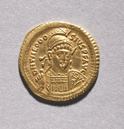 Solidus av Theodosius II og Valentinian III av Byzantine