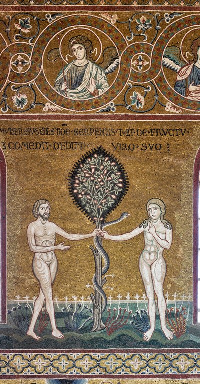 Den opprinnelige synden, bysantinsk mosaikk, gammeltestamentlige syklus-Earthly Paradise, XII-XIII sek (mosaikk) av Byzantine