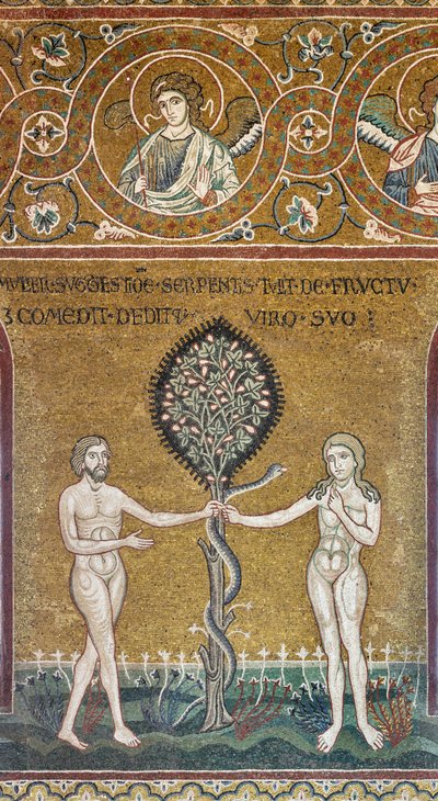Den opprinnelige synden, bysantinsk mosaikk, gammeltestamentlige syklus-Earthly Paradise, XII-XIII sek (mosaikk) av Byzantine