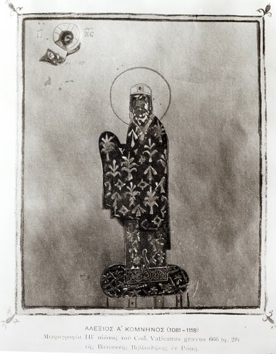 Alexius I Comnenus (1048-1118), Byzantine emperor (1081-1118) (vellum) (b/w photo) av Byzantine Byzantine