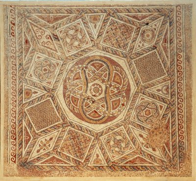 Mosaikkgulv fra det bysantinske klosteret i festningen ved Deir Qala, 600-tallet e.Kr. (mosaikk) av Byzantine Byzantine