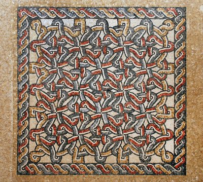 Mosaikkgulv fra bema-området i den tidlige bysantinske kirken i Shiloh, Vestbredden, 380-420 e.Kr. (mosaikk) av Byzantine Byzantine
