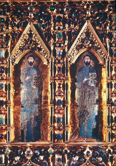 Pala dOro, detalj som viser to apostler (gull og emalje innlagt med edelstener) av Byzantine Byzantine