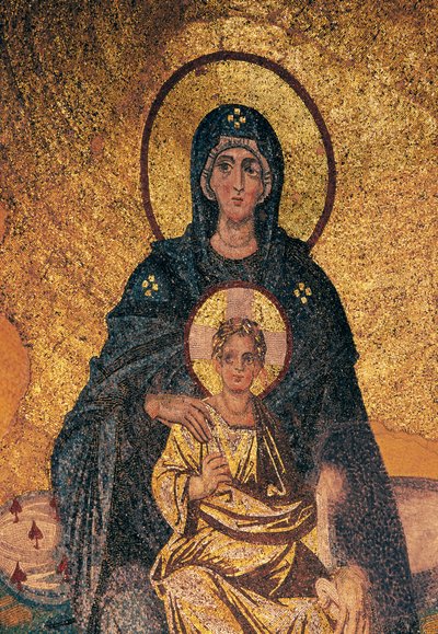 Jomfru og barn på tronen (mosaikk) av Byzantine Byzantine