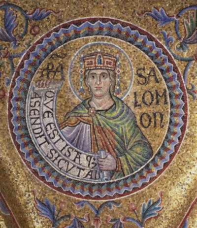 Kong Salomo Detalj av interiørmosaikker i Markus-basilikaen, 1200-tallet av Byzantine Byzantine