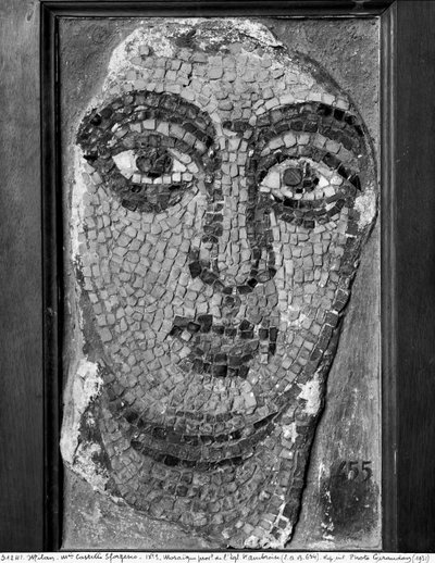 Ansiktet til en dame fra St-Ambrosius-kirken, ansiktet til en dame (mosaikk) av Byzantine School