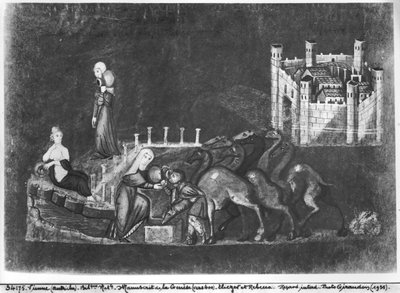 Gr 31 fol.7r Rebecca og Eliezer ved brønnen, fra Wien Genesis av Byzantine School