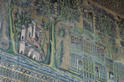 Mosaikker på vestportikoen, 8. århundre (mosaikk) av Byzantine School
